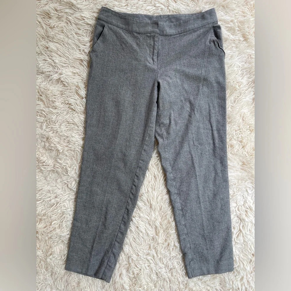 St. John Pants Size 4 Gray Trouser Sltraight Leg Wool Blend mid rise pockets